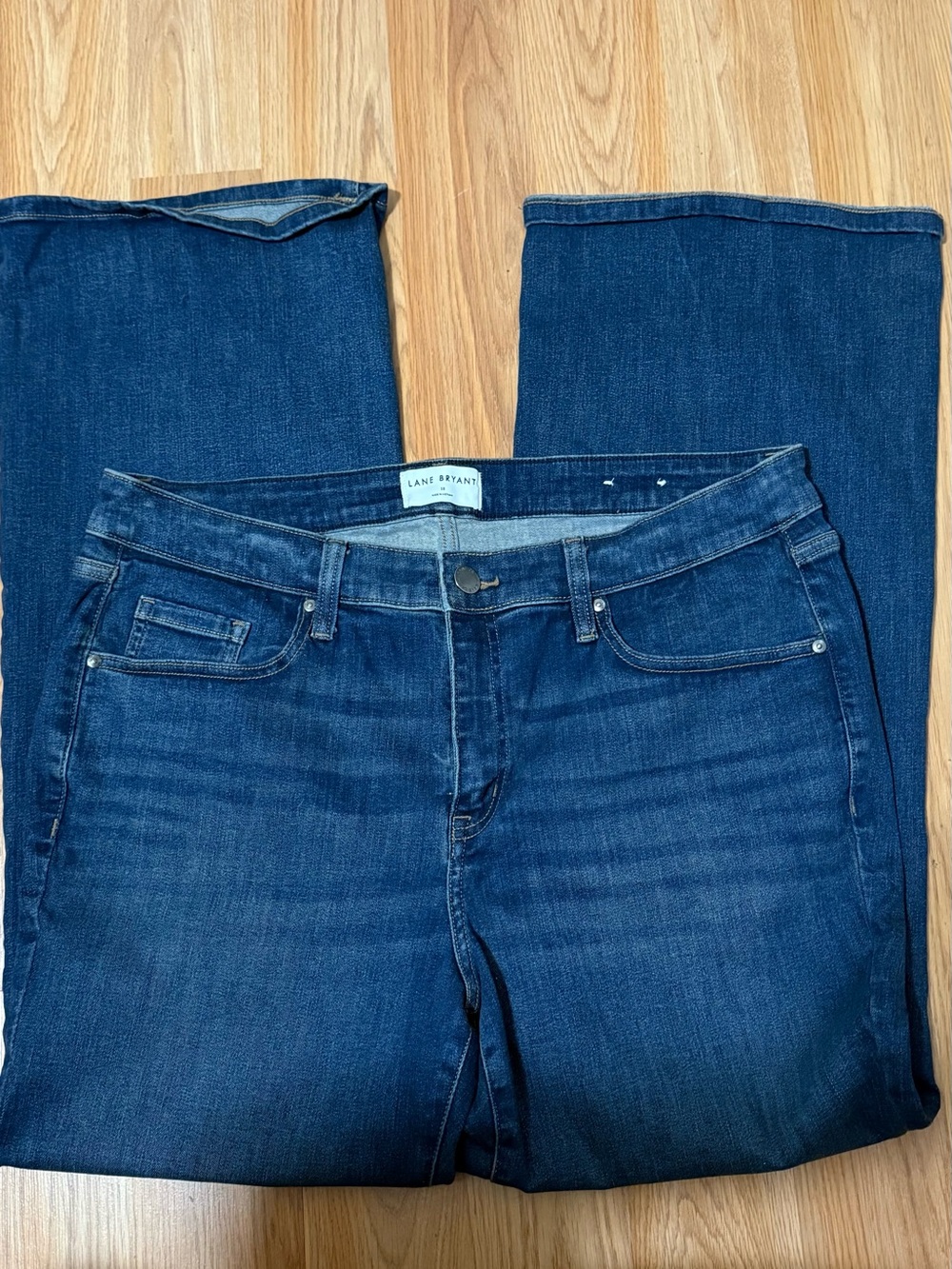 Lane Bryant Dark Wash Straight Leg Jeans - Deep Blue Denim